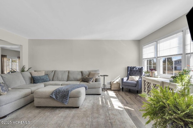 living area with wood finished floors