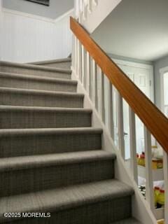 19 Coronado Rd, Lavallette, NJ 08735 - stairs featuring wainscoting and a decorative wall