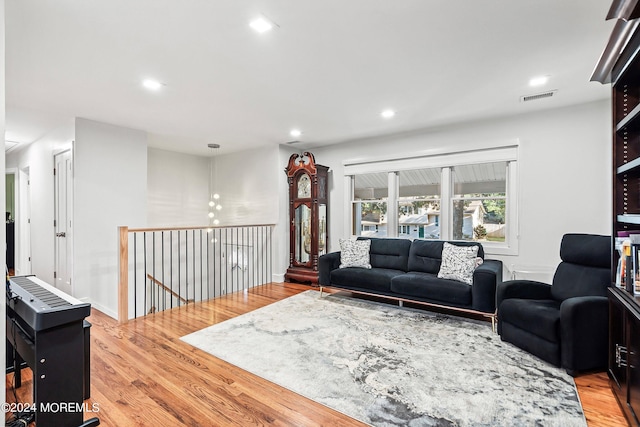 living room with wood-type flooring