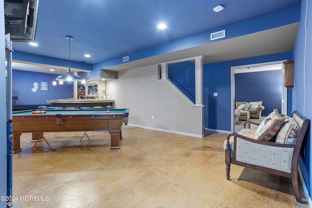 recreation room with billiards