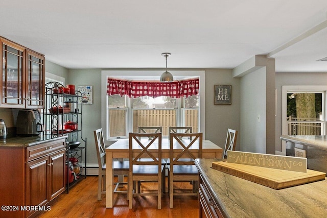 dining space with dark hardwood / wood-style floors and a wealth of natural light