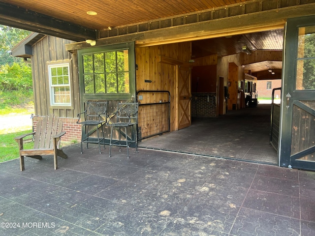 view of patio / terrace featuring an outdoor structure