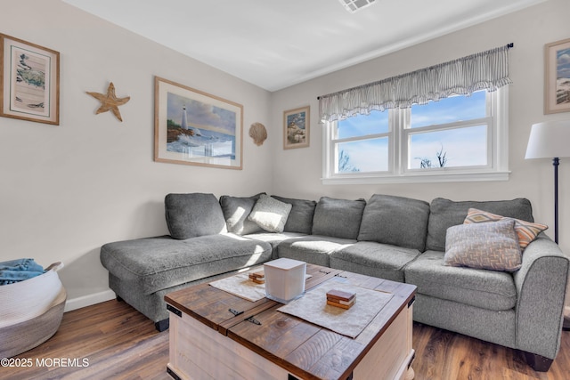318 Bayview Ave, Union Beach, NJ 07735 - living room with dark wood-style flooring, visible vents, and baseboards