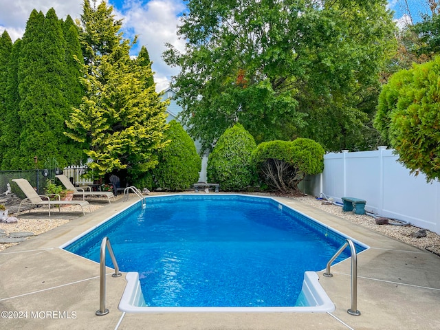 view of swimming pool featuring a patio