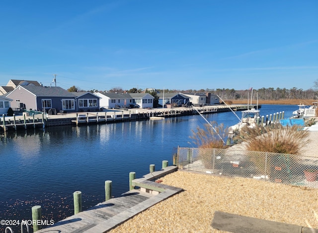 view of dock featuring a water view