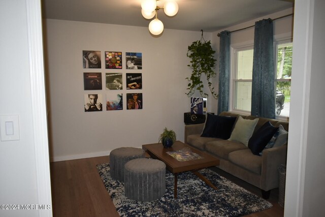 living room featuring hardwood / wood-style flooring