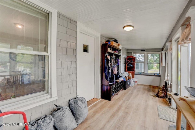 interior space with light hardwood / wood-style flooring