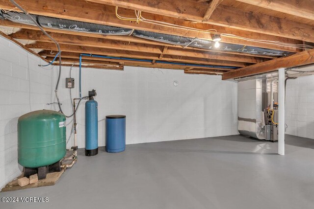 basement with heating unit