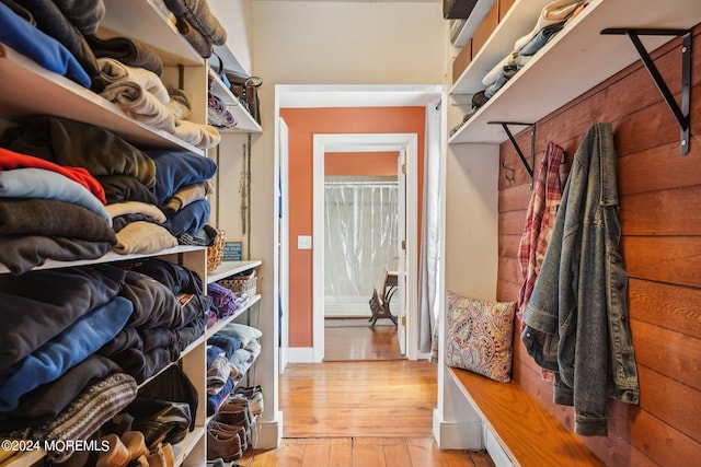 spacious closet with hardwood / wood-style floors