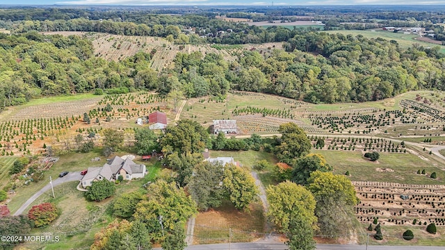 aerial view featuring a rural view