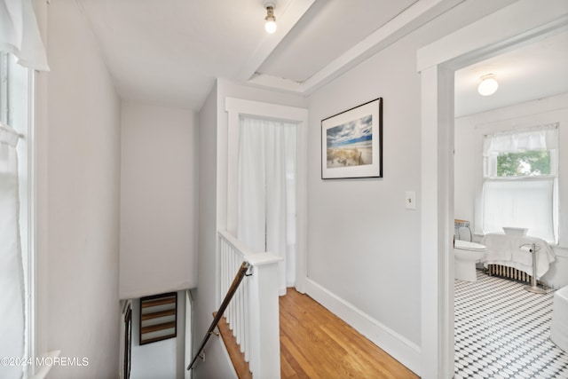 hallway with wood-type flooring