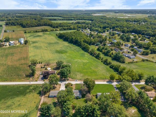 birds eye view of property featuring a rural view