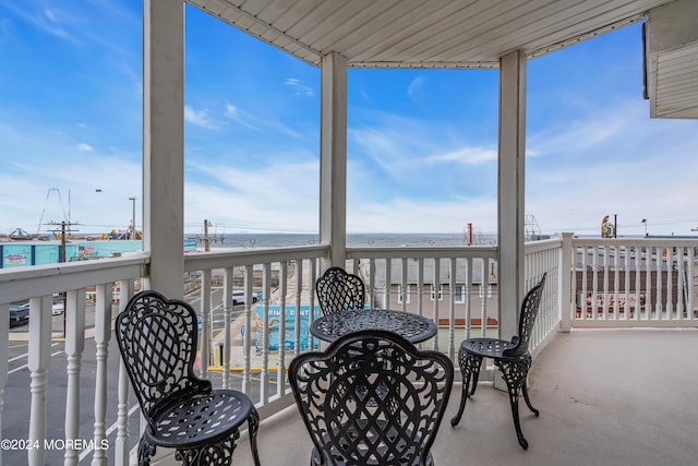 balcony with a water view