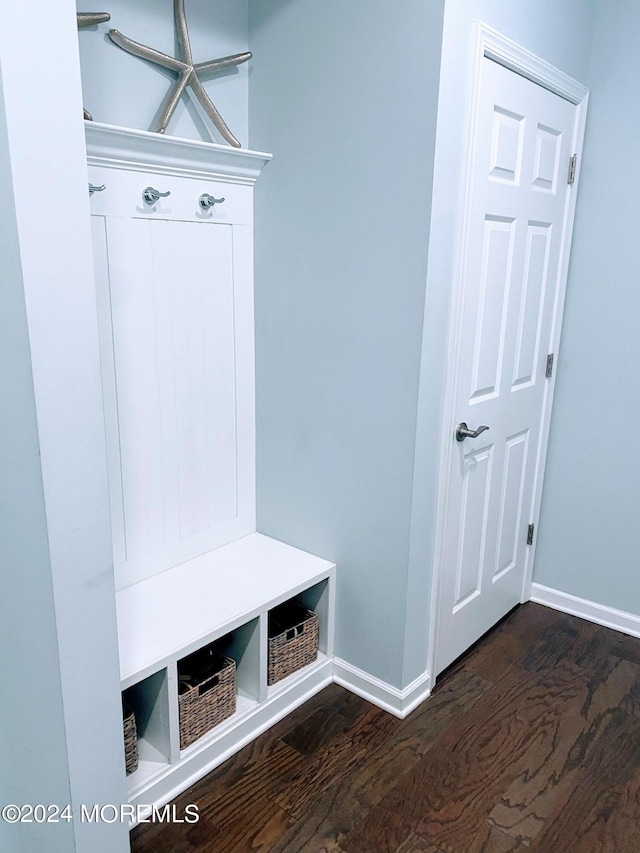 mudroom featuring dark hardwood / wood-style floors