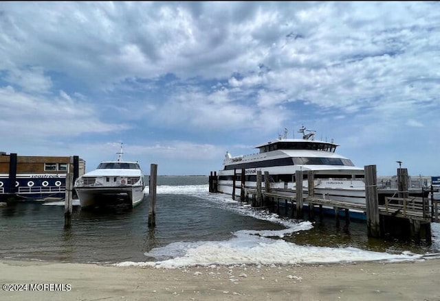 dock area featuring a water view