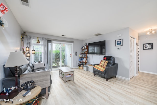 living room featuring light hardwood / wood-style flooring