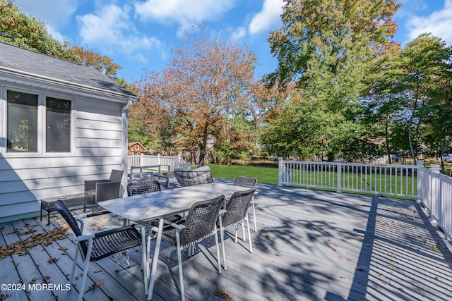 deck with a lawn