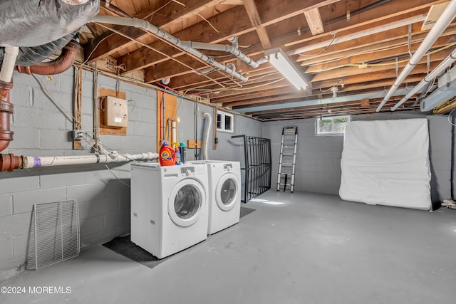 basement featuring separate washer and dryer