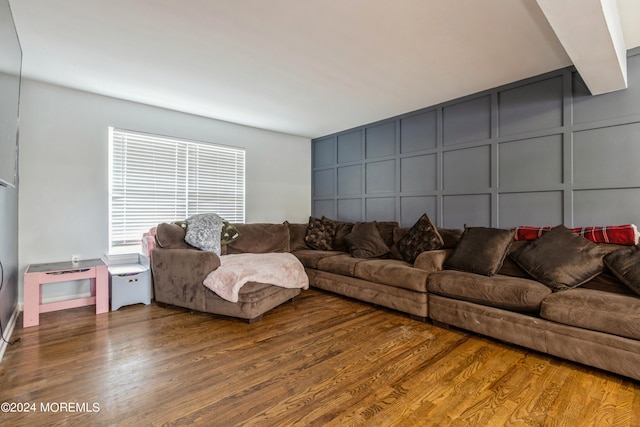 living room with hardwood / wood-style flooring