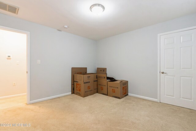 miscellaneous room with light carpet