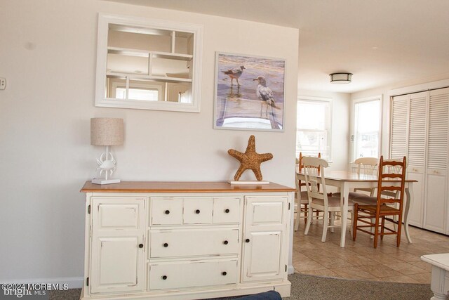 view of tiled dining space