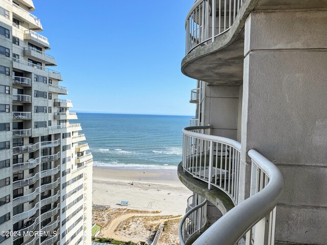 view of water feature featuring a view of the beach