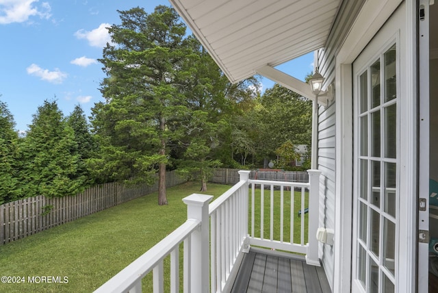 wooden balcony with a deck