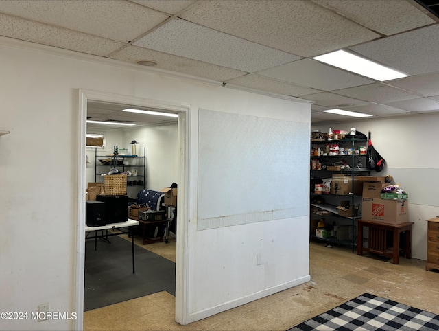 basement with a drop ceiling