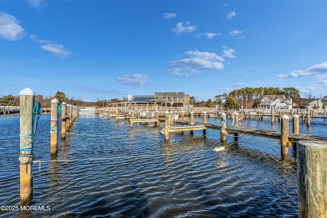 view of dock featuring a water view