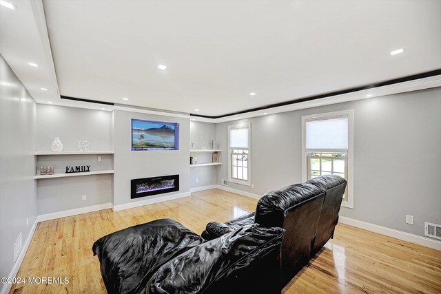 living room with light hardwood / wood-style floors