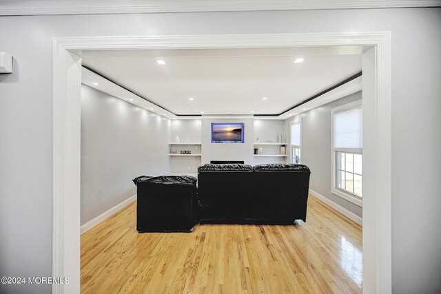 living room with hardwood / wood-style floors