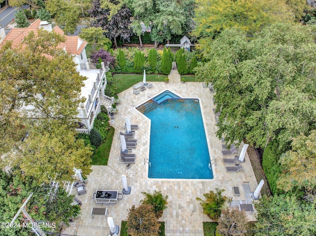 view of swimming pool with a patio