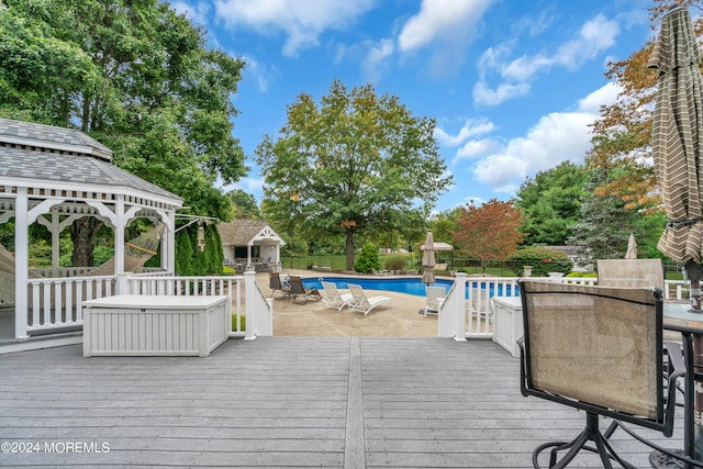 deck featuring a gazebo