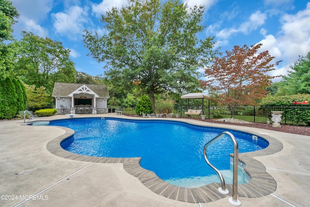 view of swimming pool with a patio