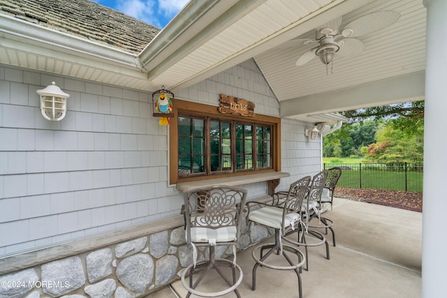 view of patio / terrace with ceiling fan