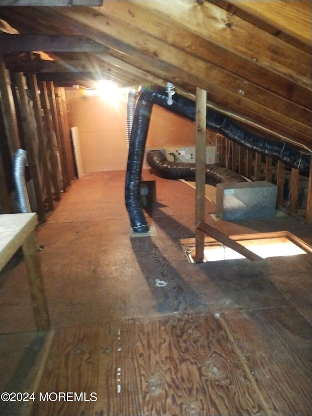 view of unfinished attic