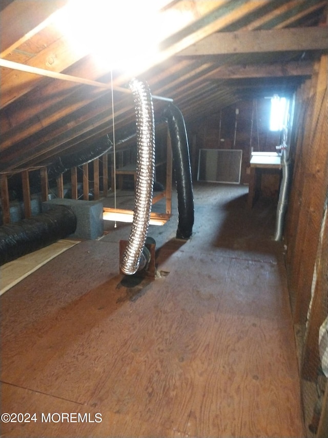 view of unfinished attic