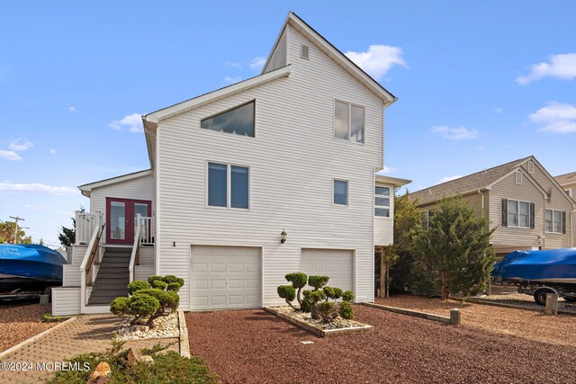 exterior space with a garage