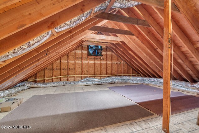 view of unfinished attic