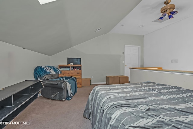 carpeted bedroom featuring vaulted ceiling