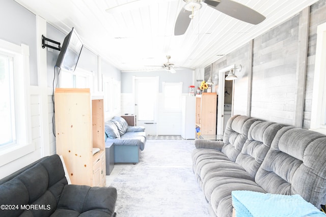 living room with ceiling fan