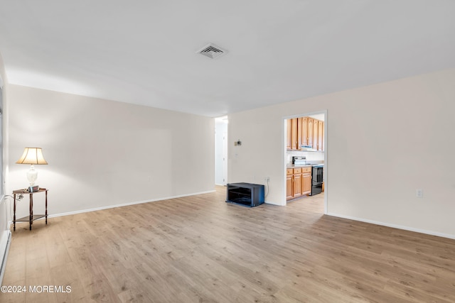 unfurnished living room with light hardwood / wood-style flooring