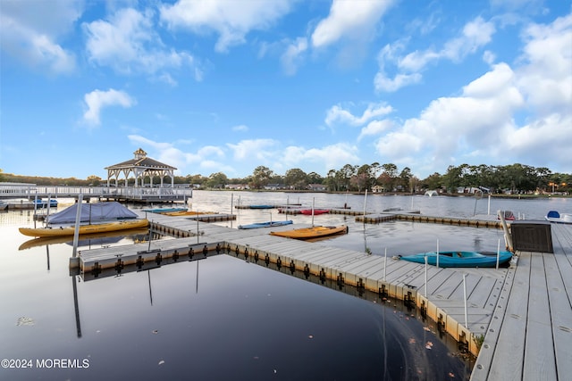 view of dock featuring a water view