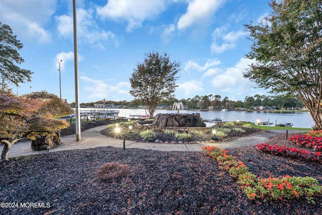 view of property's community with a water view