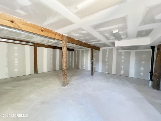 view of unfinished basement