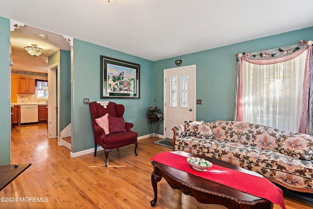 living room featuring light hardwood / wood-style flooring