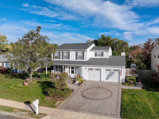 view of front of home featuring a front lawn