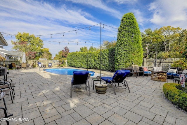 46 Markwood Dr, Howell, NJ 07731 - view of pool with a fenced backyard, a fire pit, a patio area, and a fenced in pool