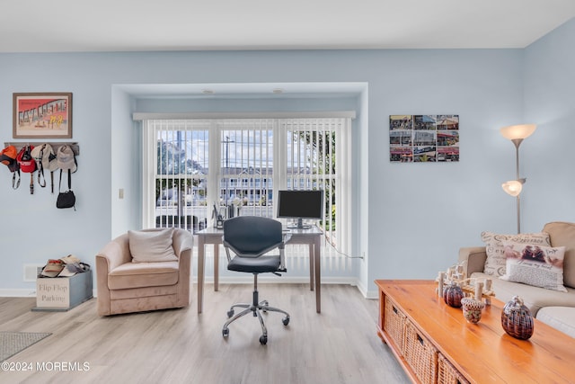 office area featuring plenty of natural light and hardwood / wood-style floors