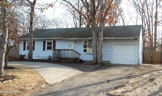 single story home with a garage